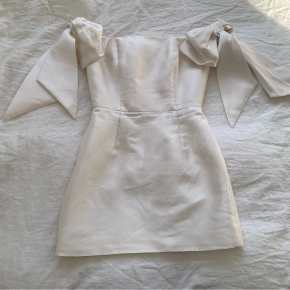 Alexia Maria Isabella Silk Wool Ribbon Bow Off Shoulder Mini Dress Bride Bridal - Picture 11 of 16